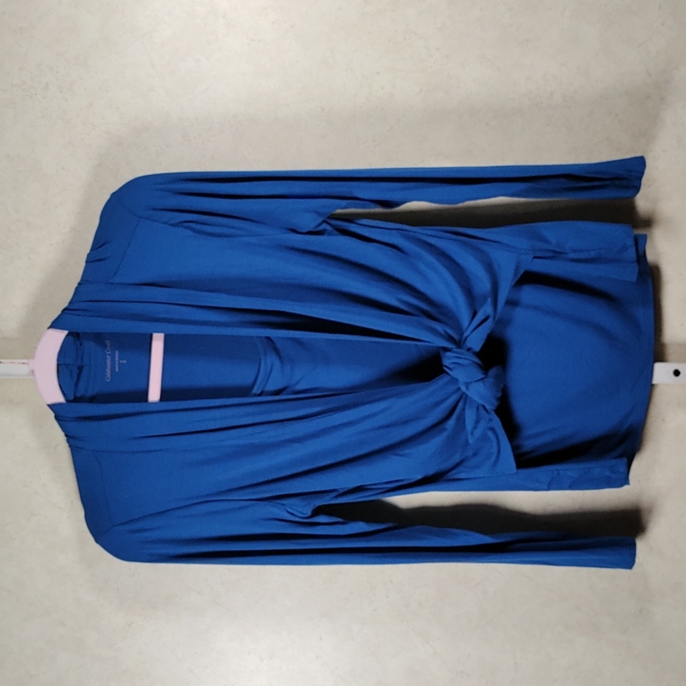 4140 Coldwater Creek teal blue tank & cardigan set S 8